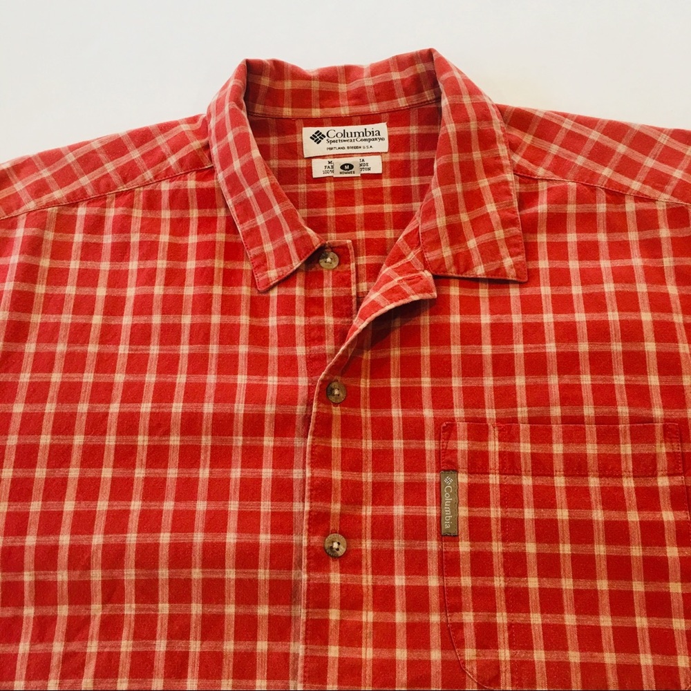 Columbia checked shirt sleeve button up shirt